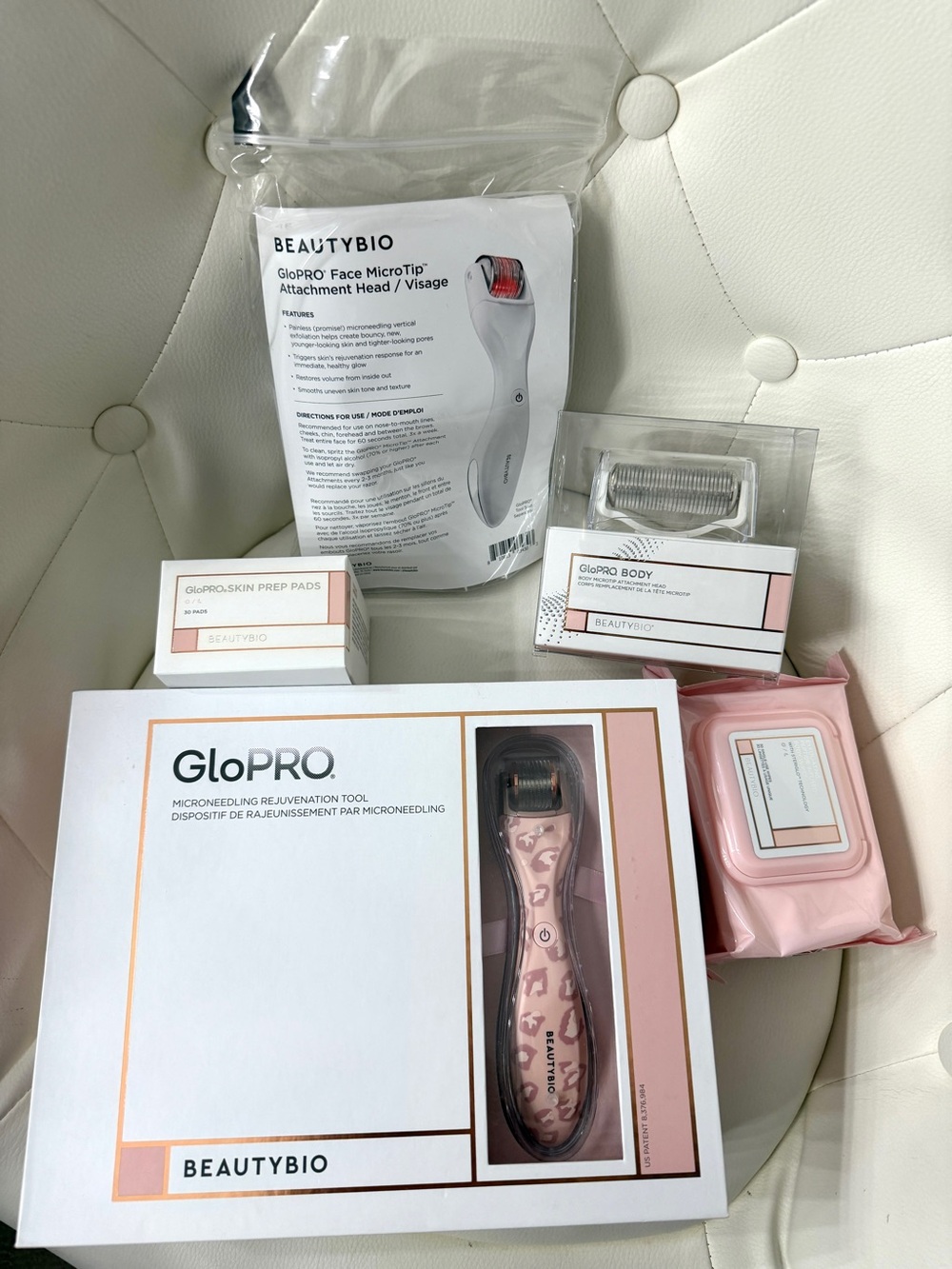 BeautyBio GloPRO Microneedling Device Tool Full Set - Pink Leopard